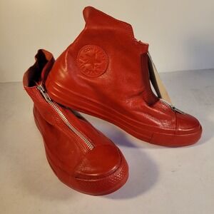 NWT Converse Shroud Wedge Sneakers Red Burgundy Leather 549565C Wmns Sz 8